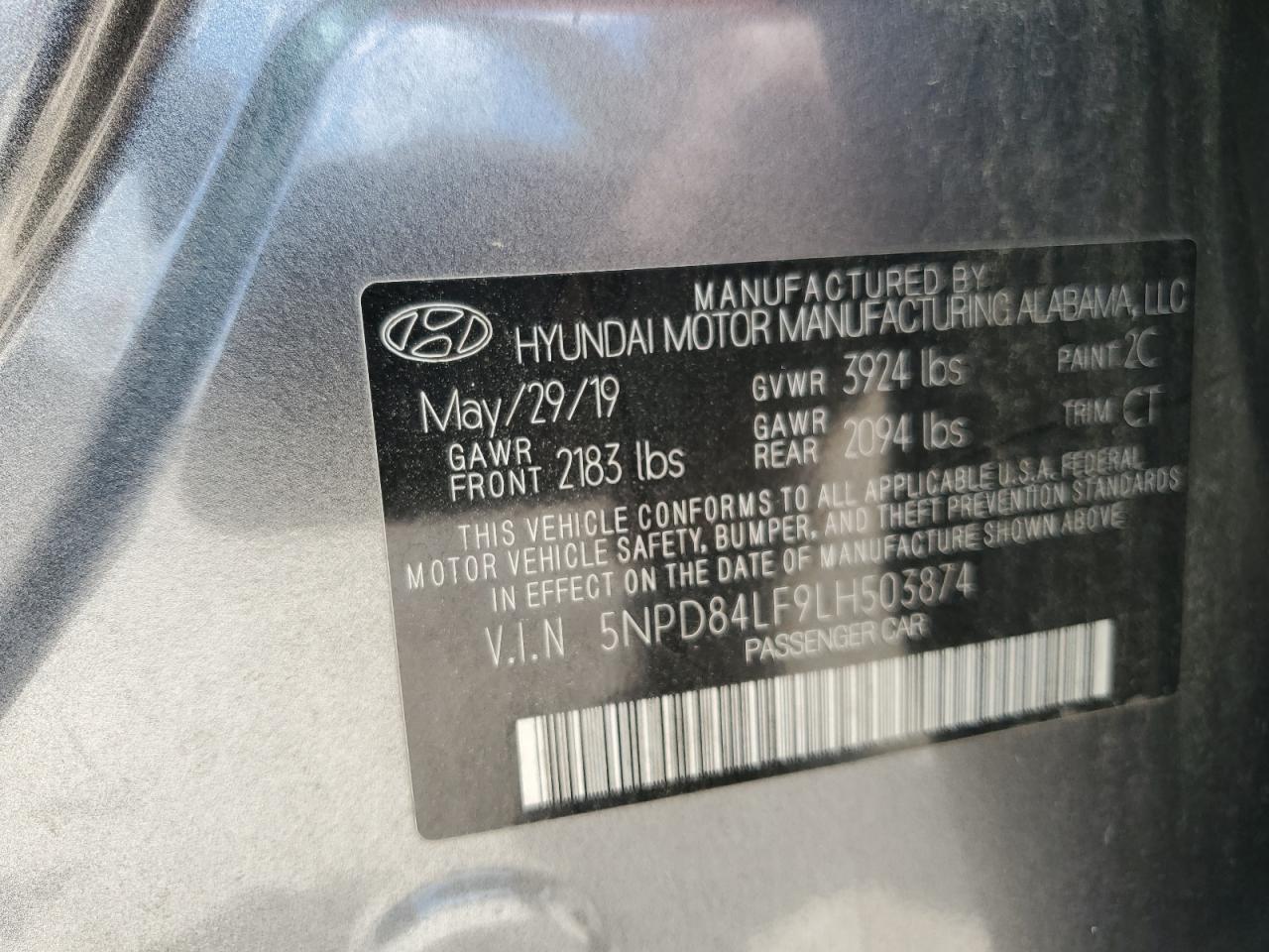 2020 Hyundai Elantra Sel VIN: 5NPD84LF9LH503874 Lot: 63050725