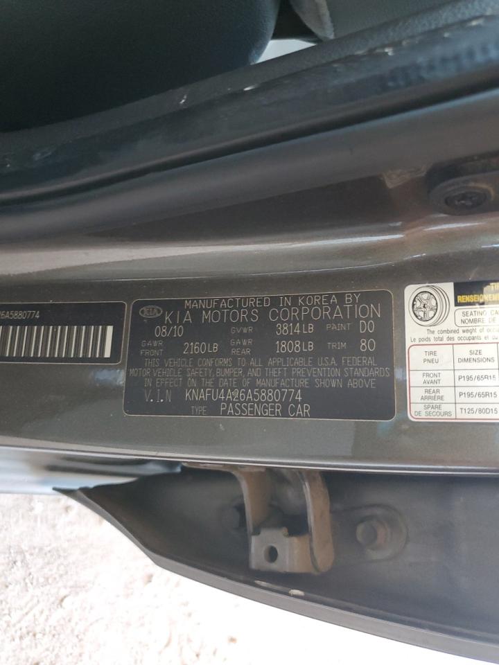 2010 Kia Forte Ex VIN: KNAFU4A26A5880774 Lot: 62036965