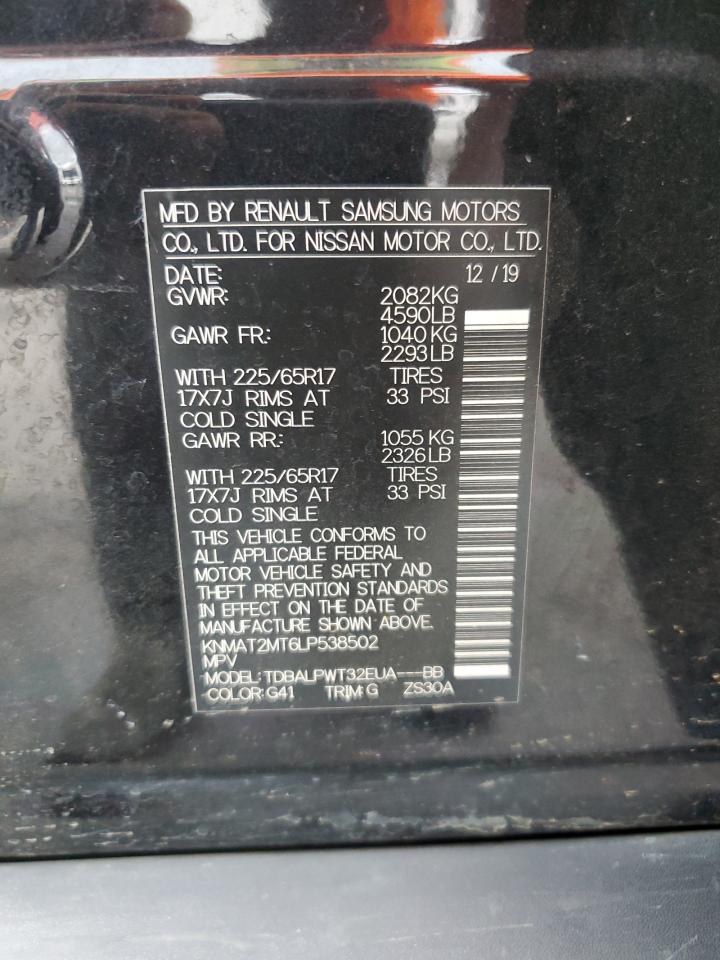 2020 Nissan Rogue S VIN: KNMAT2MT6LP538502 Lot: 60917725