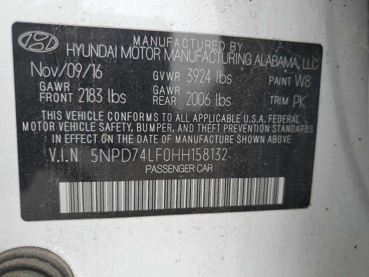 HYUNDAI ELANTRA 2017 VIN 5NPD74LF0HH158132 фото 12