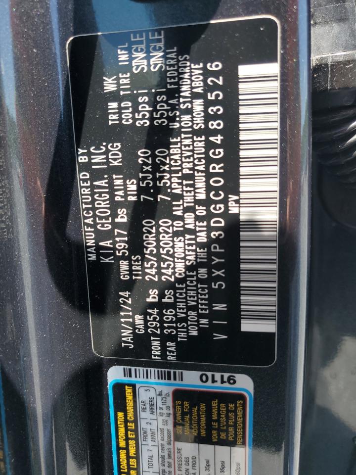 2024 Kia Telluride Ex VIN: 5XYP3DGC0RG483526 Lot: 62360355