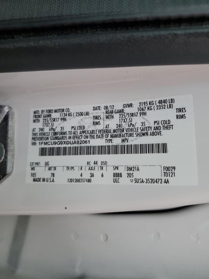 2013 Ford Escape Se VIN: 1FMCU9G9XDUA92061 Lot: 63074655