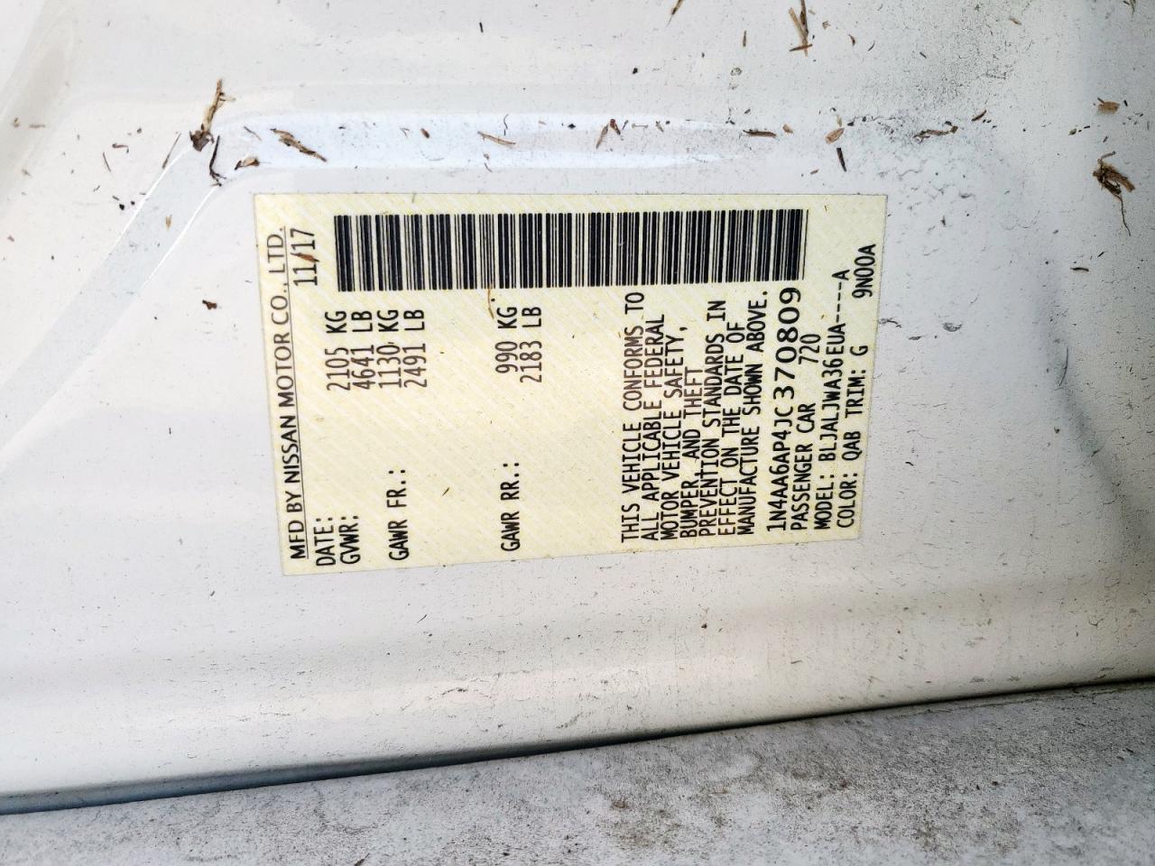 2018 Nissan Maxima 3.5S VIN: 1N4AA6AP4JC370809 Lot: 62580465