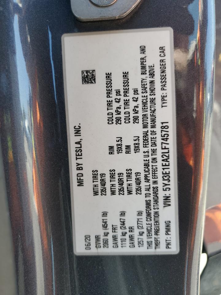 5yj3e1ea2lf745781 5YJ3E1EA2LF745781 2020 Tesla Model 3