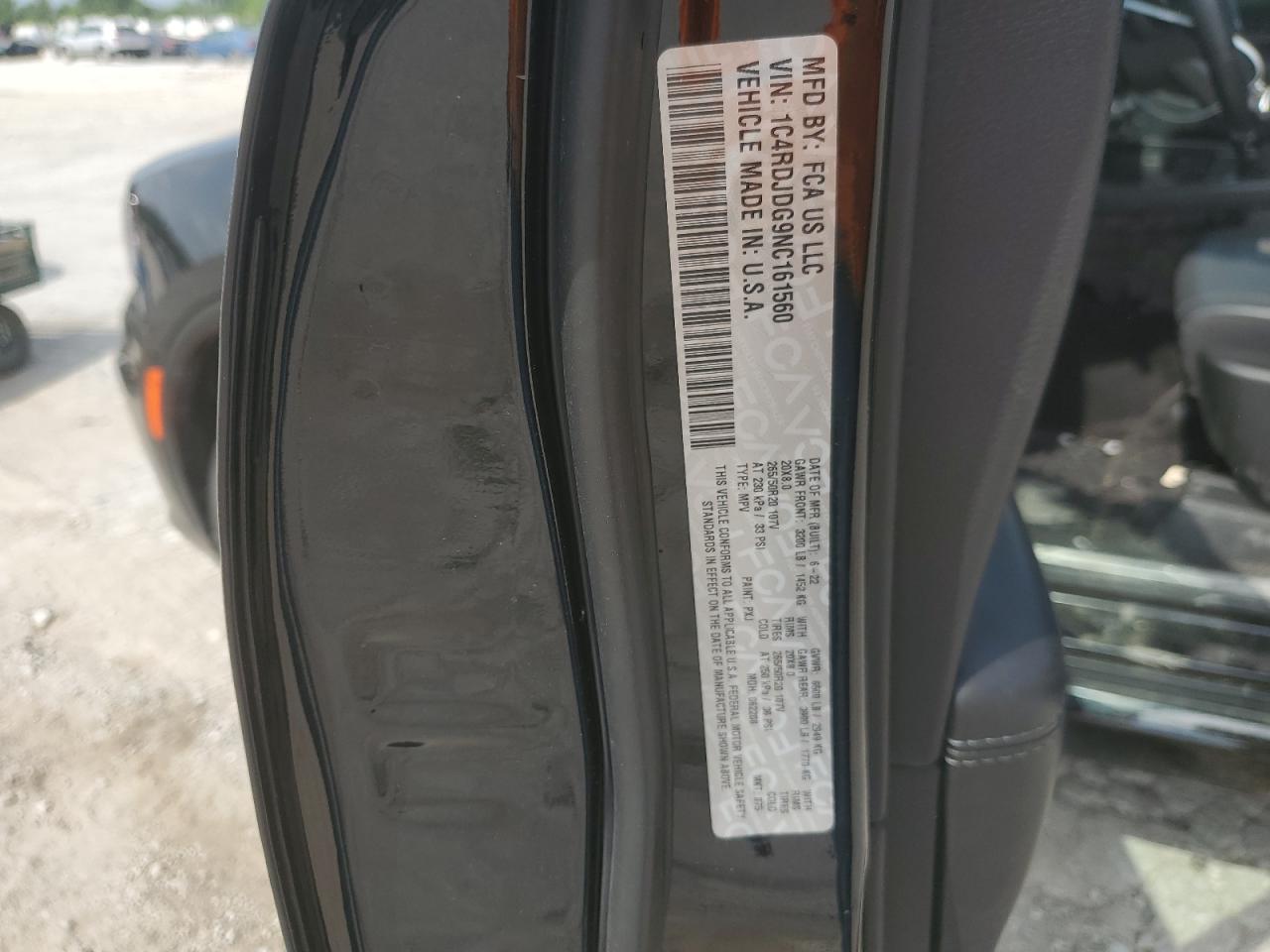 2022 Dodge Durango Gt VIN: 1C4RDJDG9NC161560 Lot: 60997895