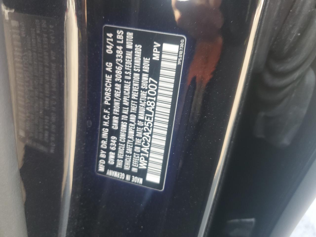 2014 Porsche Cayenne Turbo VIN: WP1AC2A25ELA81007 Lot: 62140075