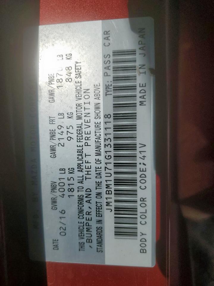 2016 Mazda 3 Sport VIN: JM1BM1U71G1331118 Lot: 60918855