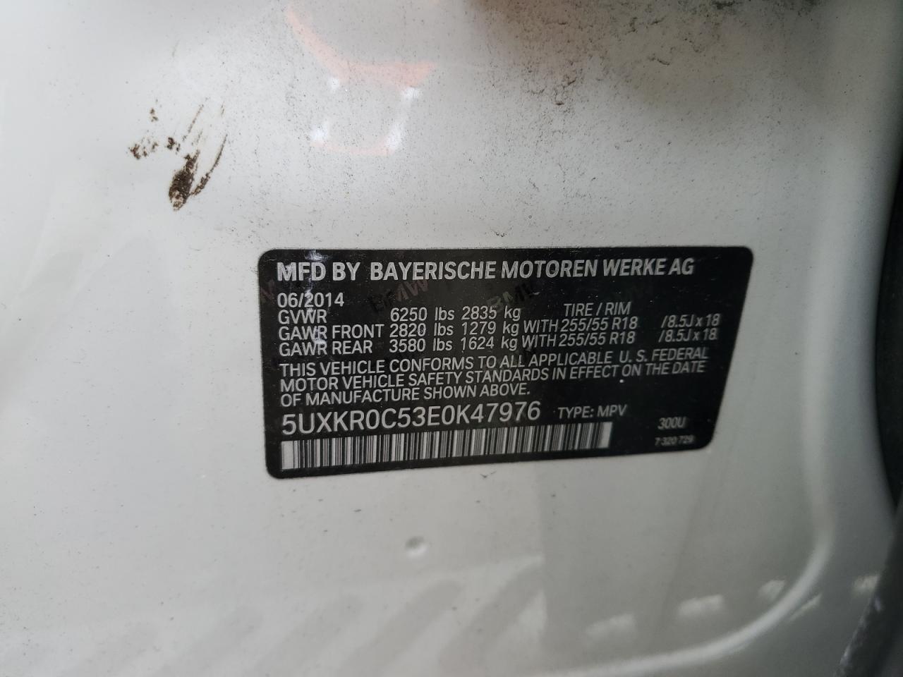 2014 BMW X5 xDrive35I VIN: 5UXKR0C53E0K47976 Lot: 62269955