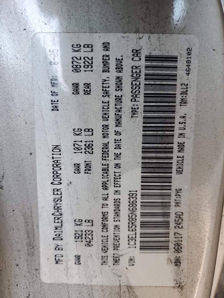2005 Chrysler Sebring Limited VIN: 1C3EL65R85N686391 Lot: 59998125