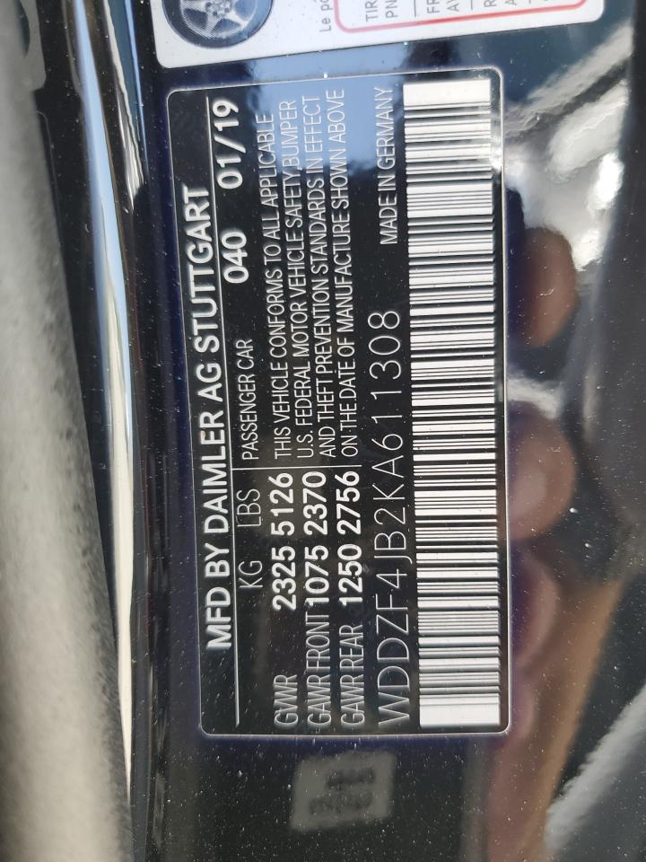 2019 Mercedes-Benz E 300 VIN: WDDZF4JB2KA611308 Lot: 62655895