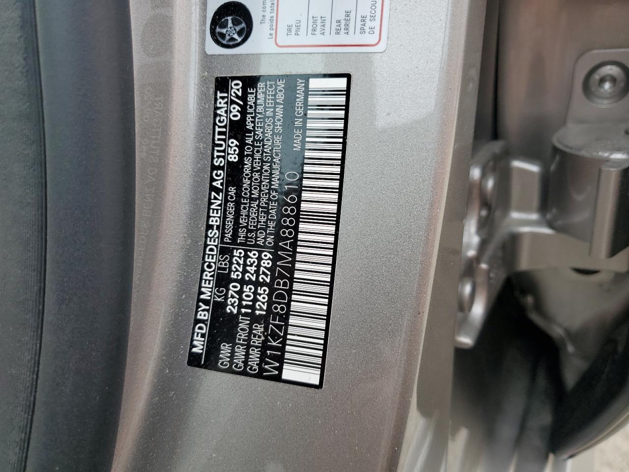 2021 Mercedes-Benz E 350 VIN: W1KZF8DB7MA888610 Lot: 59515285