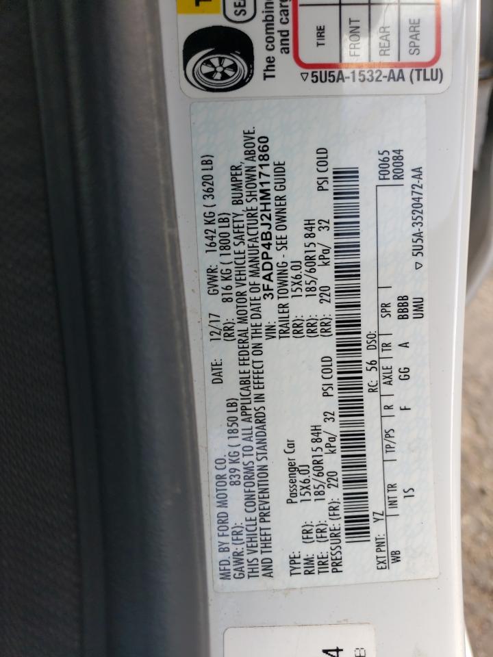 2017 Ford Fiesta Se VIN: 3FADP4BJ2HM171860 Lot: 63143765
