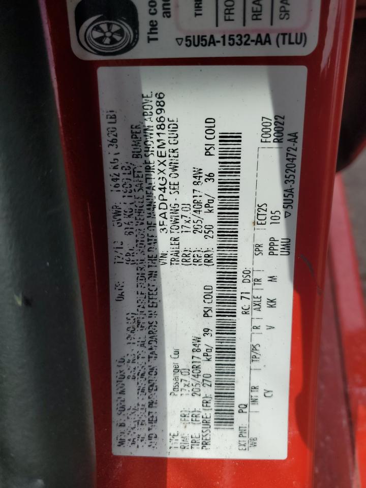 2014 Ford Fiesta St VIN: 3FADP4GXXEM186986 Lot: 60451675