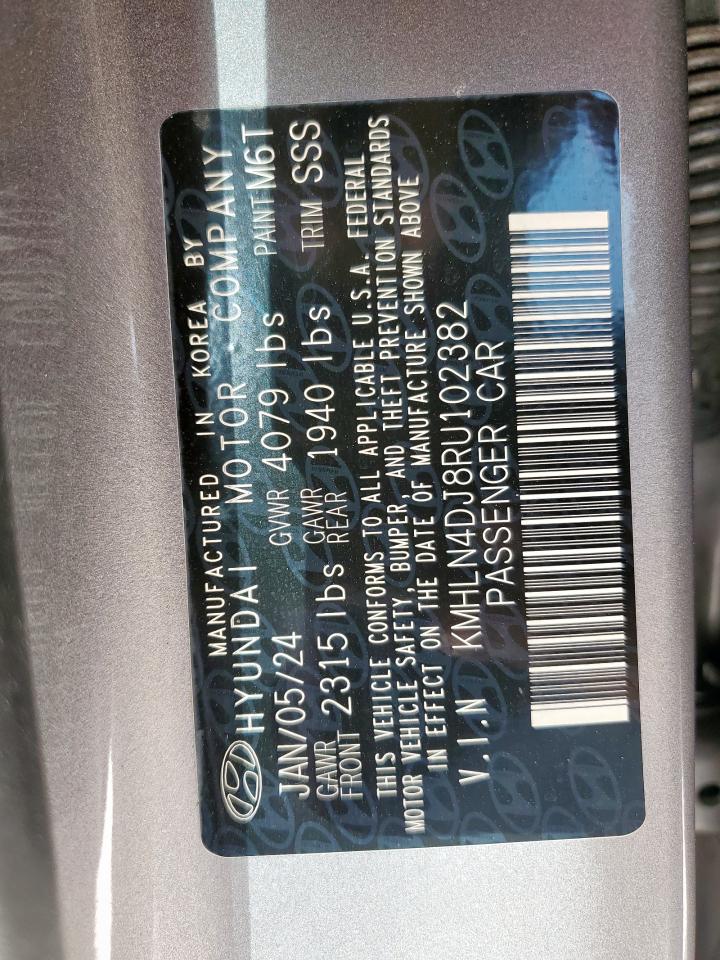2024 Hyundai Elantra Limited VIN: KMHLN4DJ8RU102382 Lot: 61750475