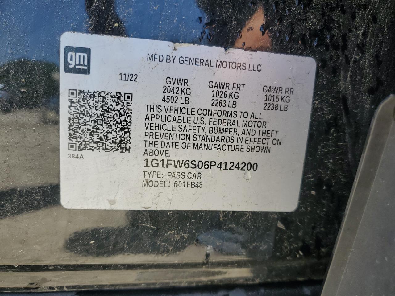 2023 Chevrolet Bolt Ev 1Lt VIN: 1G1FW6S06P4124200 Lot: 61570325
