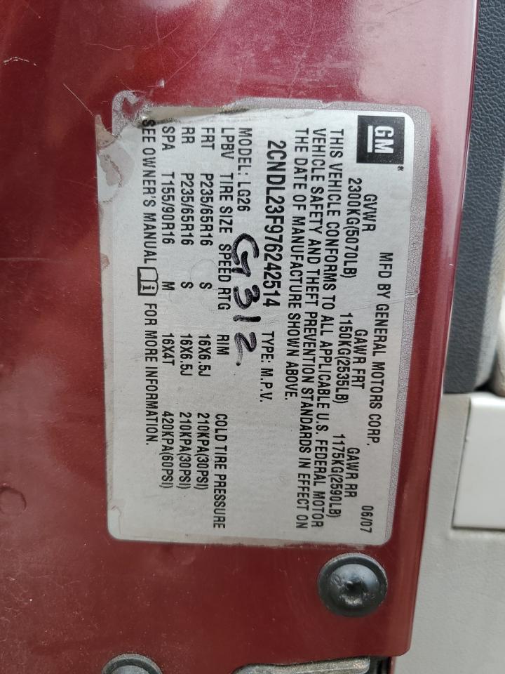 2007 Chevrolet Equinox Ls VIN: 2CNDL23F976242514 Lot: 61347055