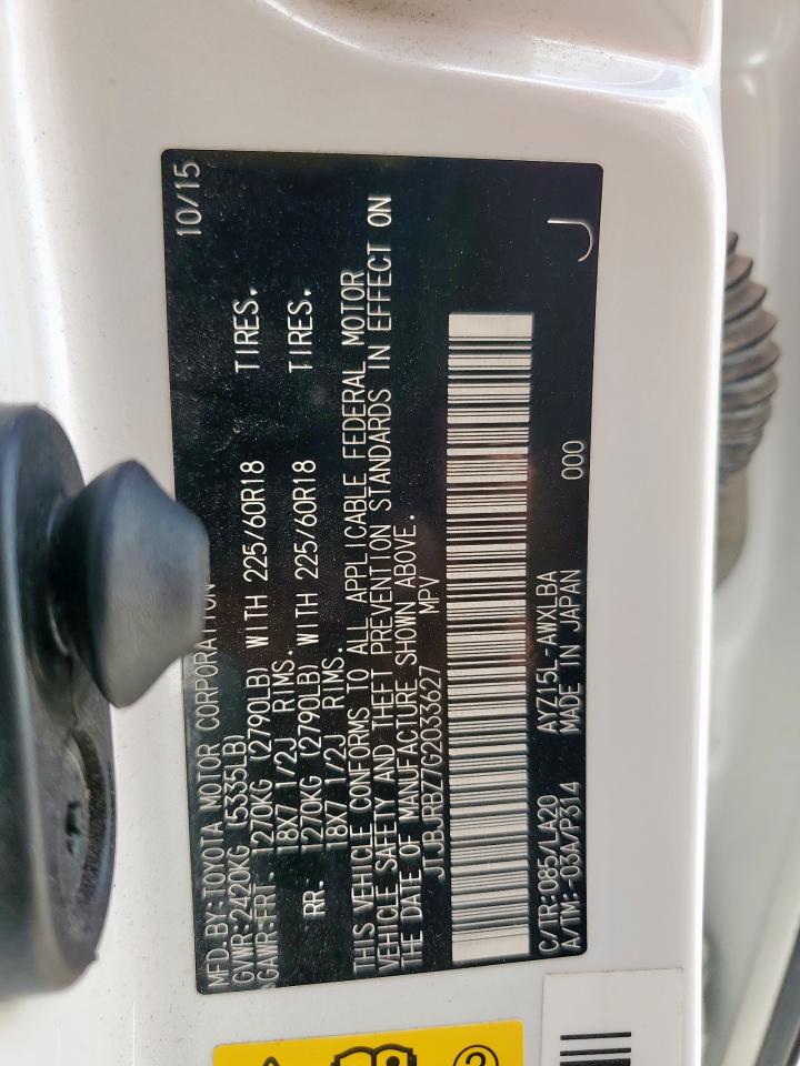2016 Lexus Nx 300H VIN: JTJBJRBZ7G2033627 Lot: 62543645