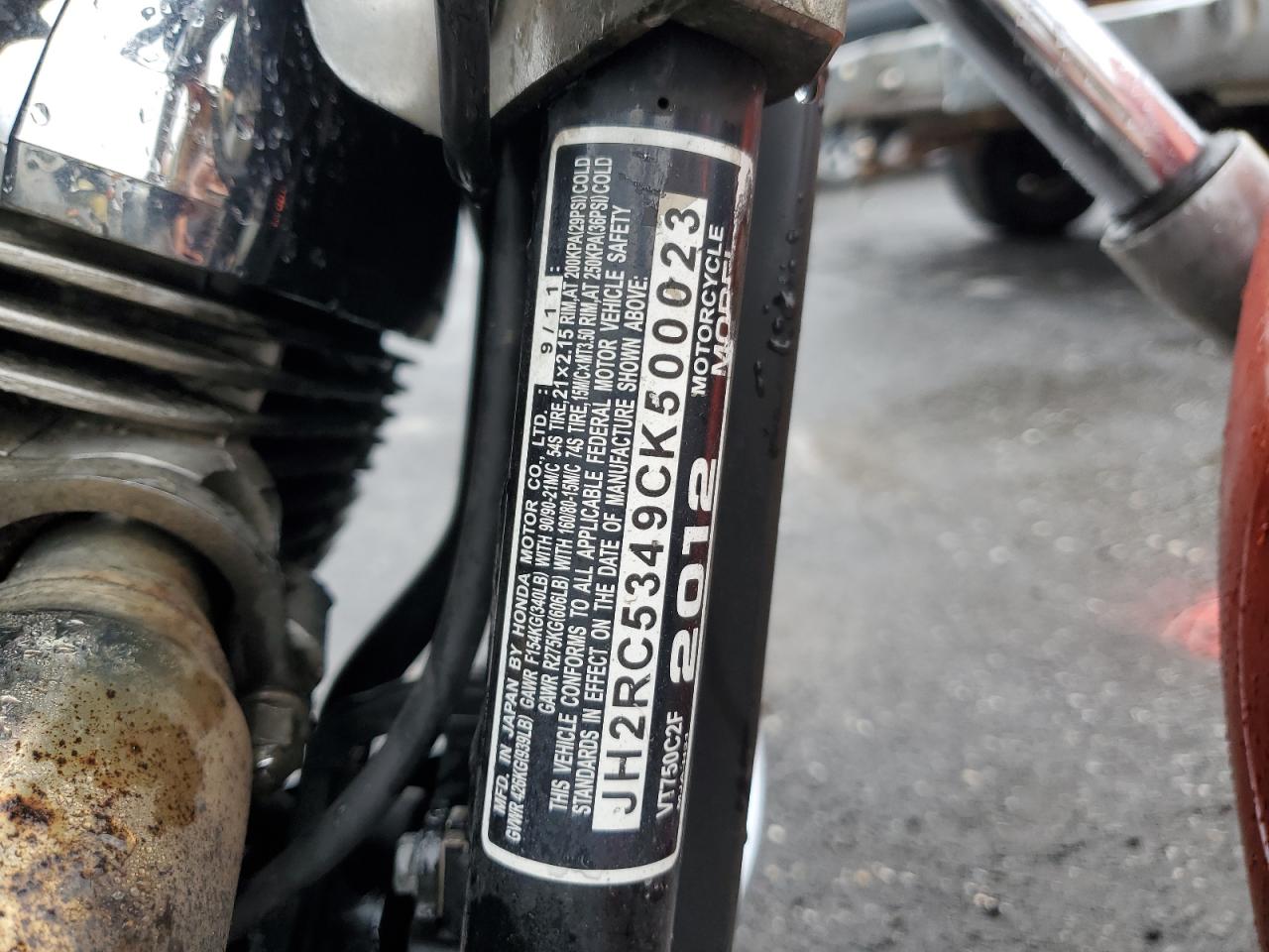 2012 Honda Vt750 C2F VIN: JH2RC5349CK500023 Lot: 60857245