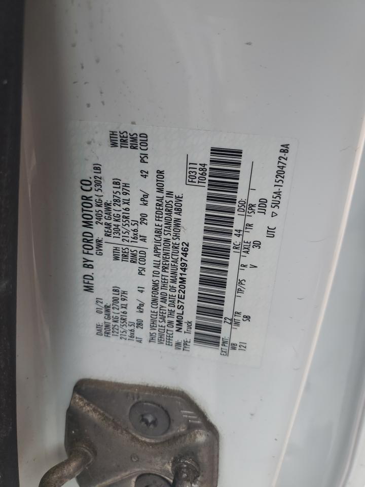 2021 Ford Transit Connect Xl VIN: NM0LS7E20M1497462 Lot: 62538005