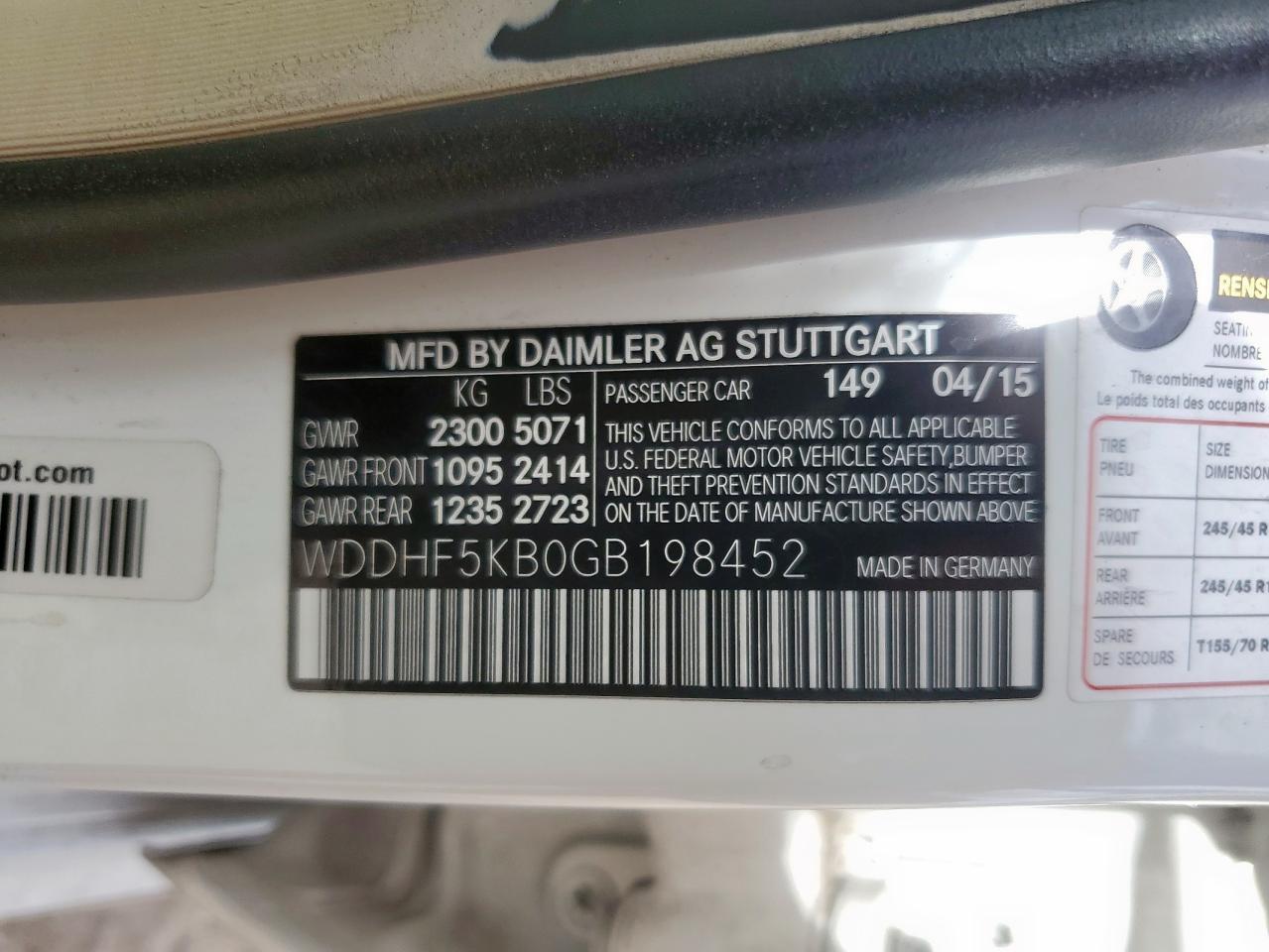 2016 Mercedes-Benz E 350 VIN: WDDHF5KB0GB198452 Lot: 62739185