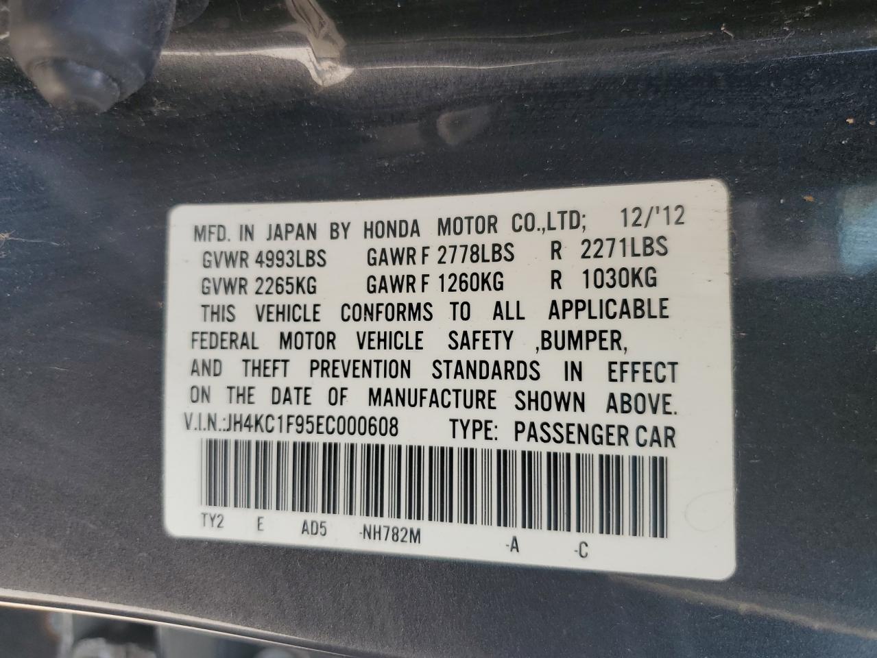 2014 Acura Rlx Advance VIN: JH4KC1F95EC000608 Lot: 60130135