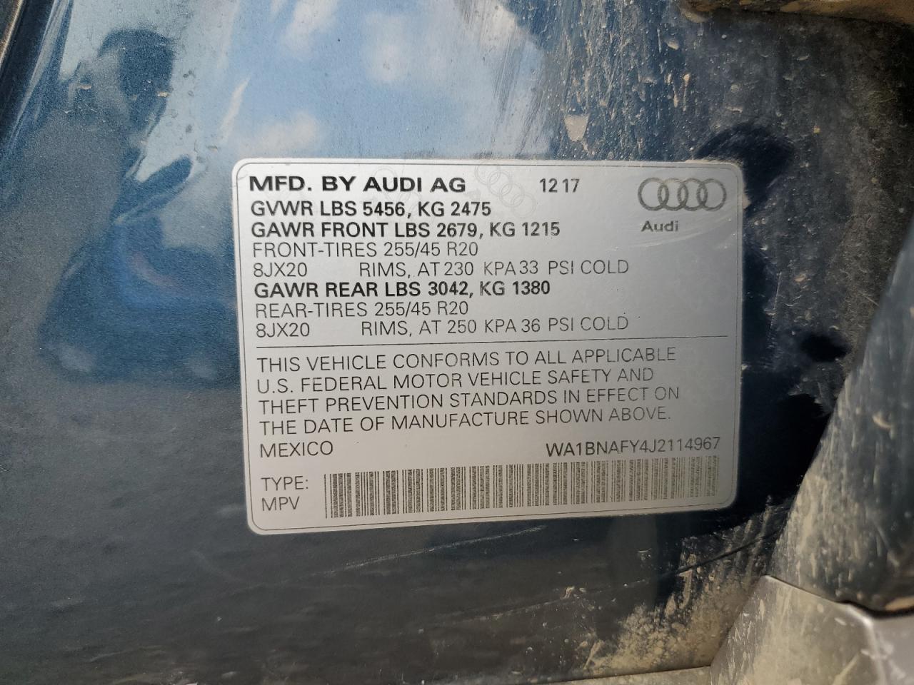 2018 Audi Q5 Premium Plus VIN: WA1BNAFY4J2114967 Lot: 62769185