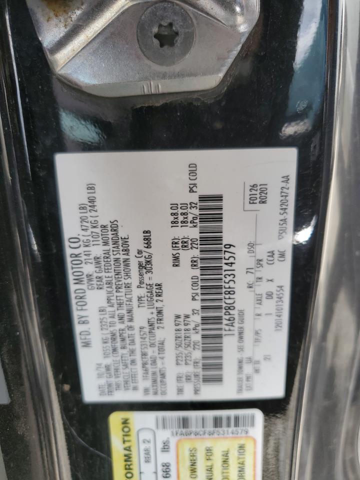 2015 Ford Mustang Gt VIN: 1FA6P8CF8F5314579 Lot: 53701035