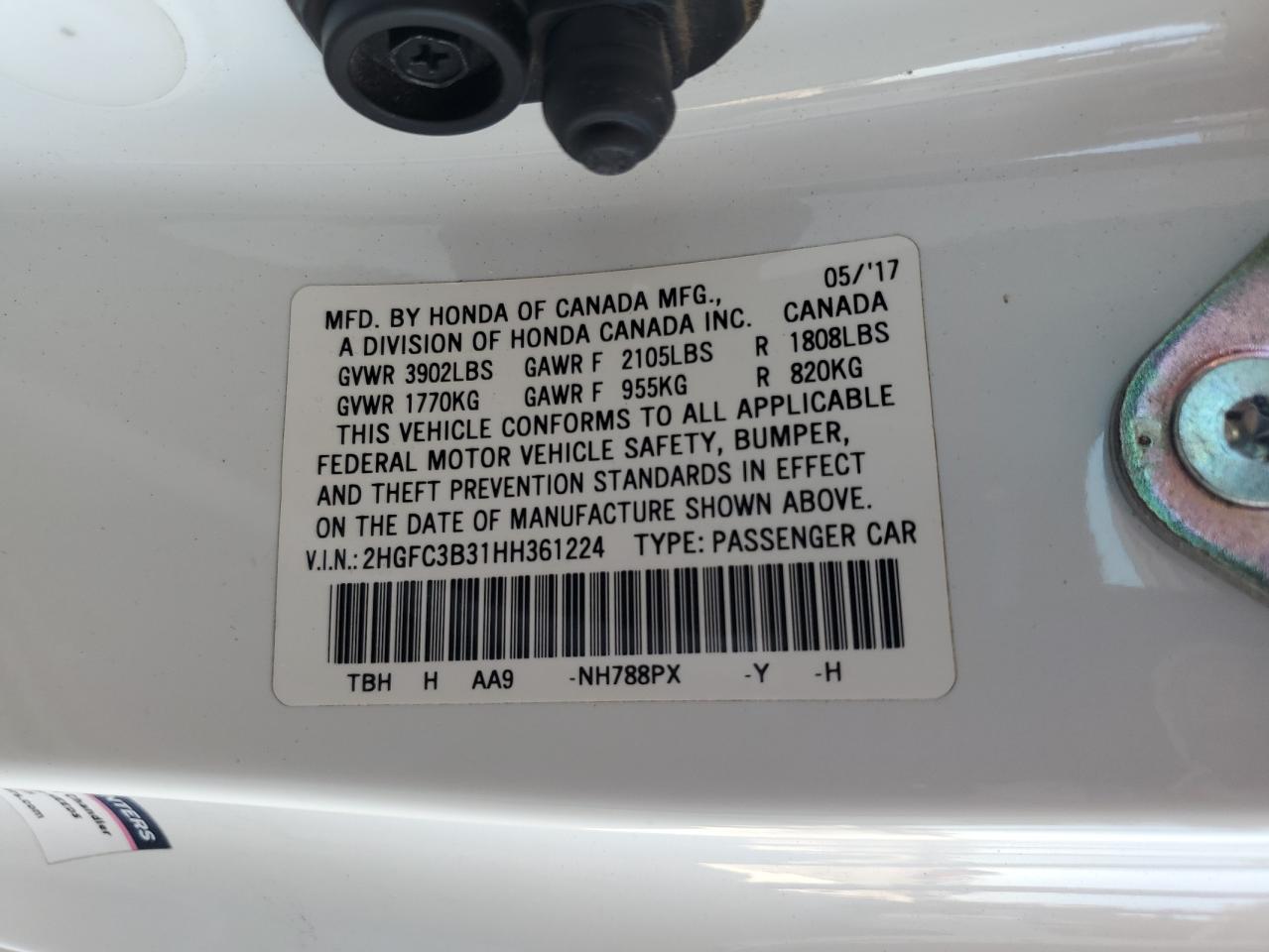 2017 Honda Civic Ex VIN: 2HGFC3B31HH361224 Lot: 62674625