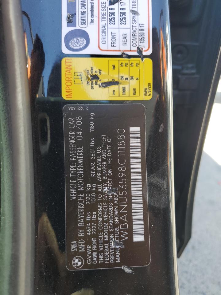 2008 BMW 528 I VIN: WBANU53598C111880 Lot: 60366545