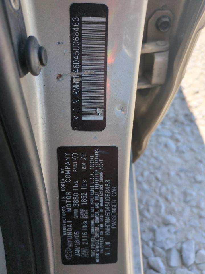 2005 Hyundai Elantra Gls VIN: KMHDN46D45U068463 Lot: 60810135