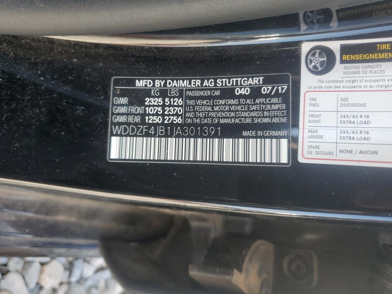 2018 Mercedes-Benz E 300 VIN: WDDZF4JB1JA301391 Lot: 62199365