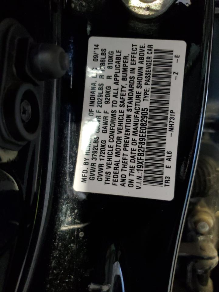 2014 Honda Civic Ex VIN: 19XFB2F89EE082905 Lot: 59510915