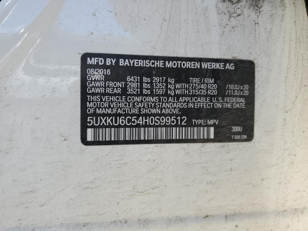 2017 BMW X6 xDrive50I VIN: 5UXKU6C54H0S99512 Lot: 62528945