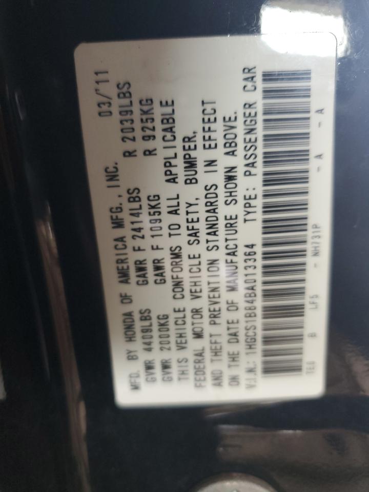 2011 Honda Accord Exl VIN: 1HGCS1B84BA013364 Lot: 63035405