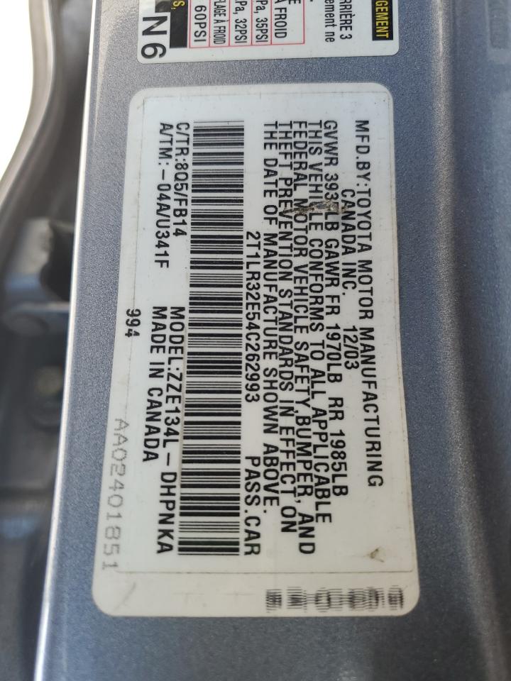 2004 Toyota Corolla Matrix Base VIN: 2T1LR32E54C262993 Lot: 61506825