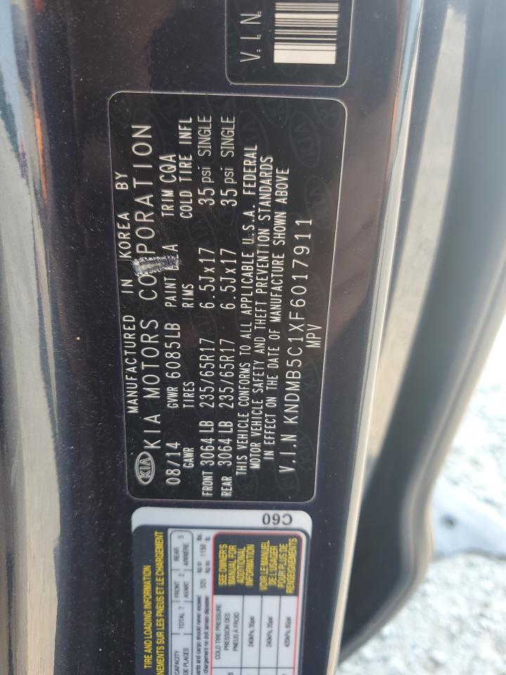 2015 Kia Sedona Lx VIN: KNDMB5C1XF6017911 Lot: 58591345