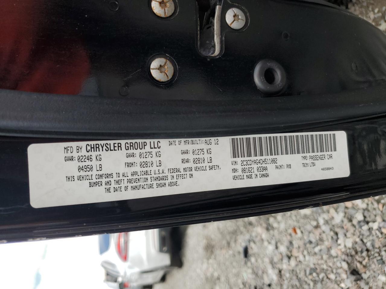 2013 Dodge Challenger Sxt VIN: 2C3CDYAG4DH511082 Lot: 57461885