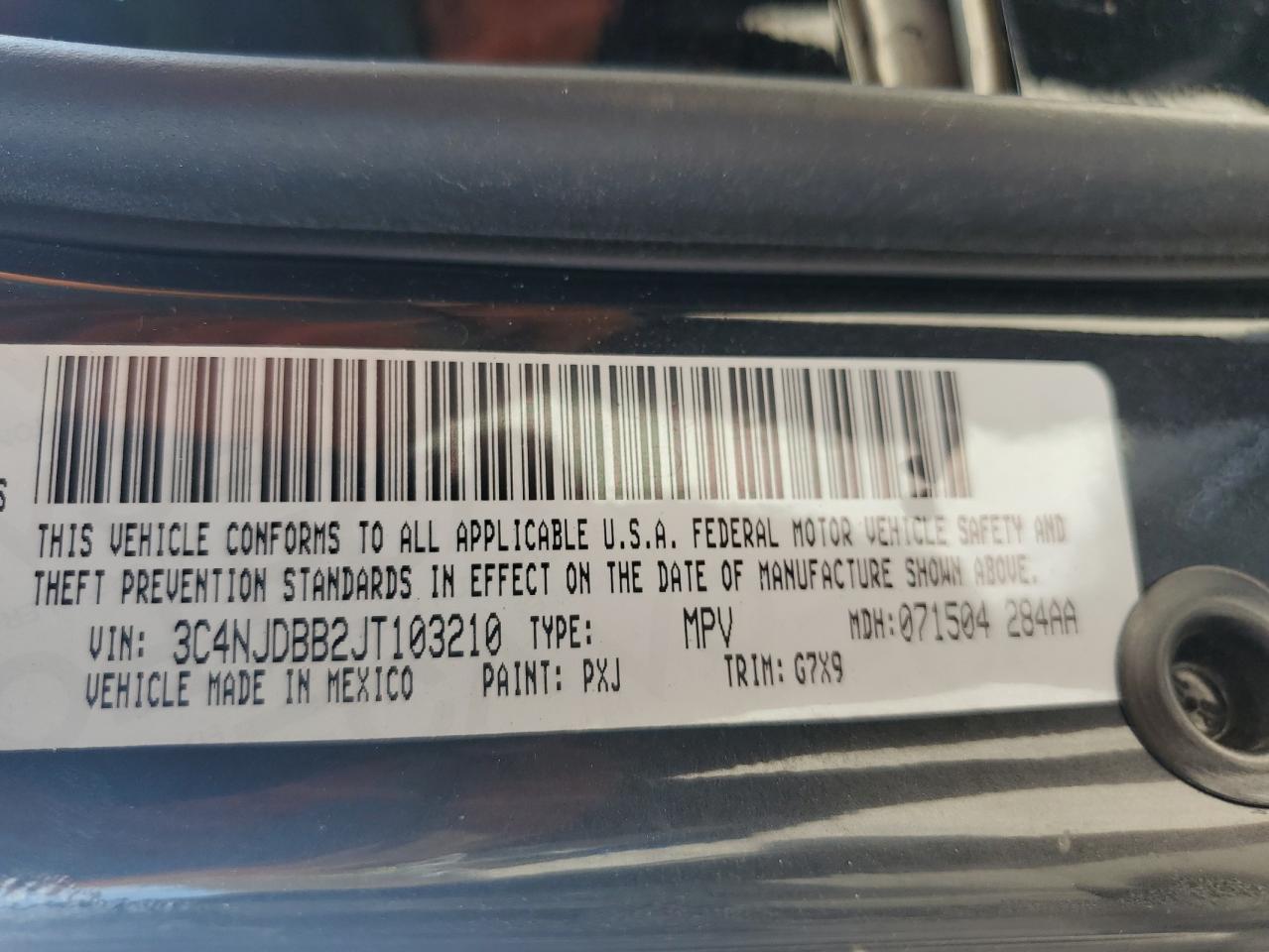 2018 Jeep Compass Latitude VIN: 3C4NJDBB2JT103210 Lot: 61544055