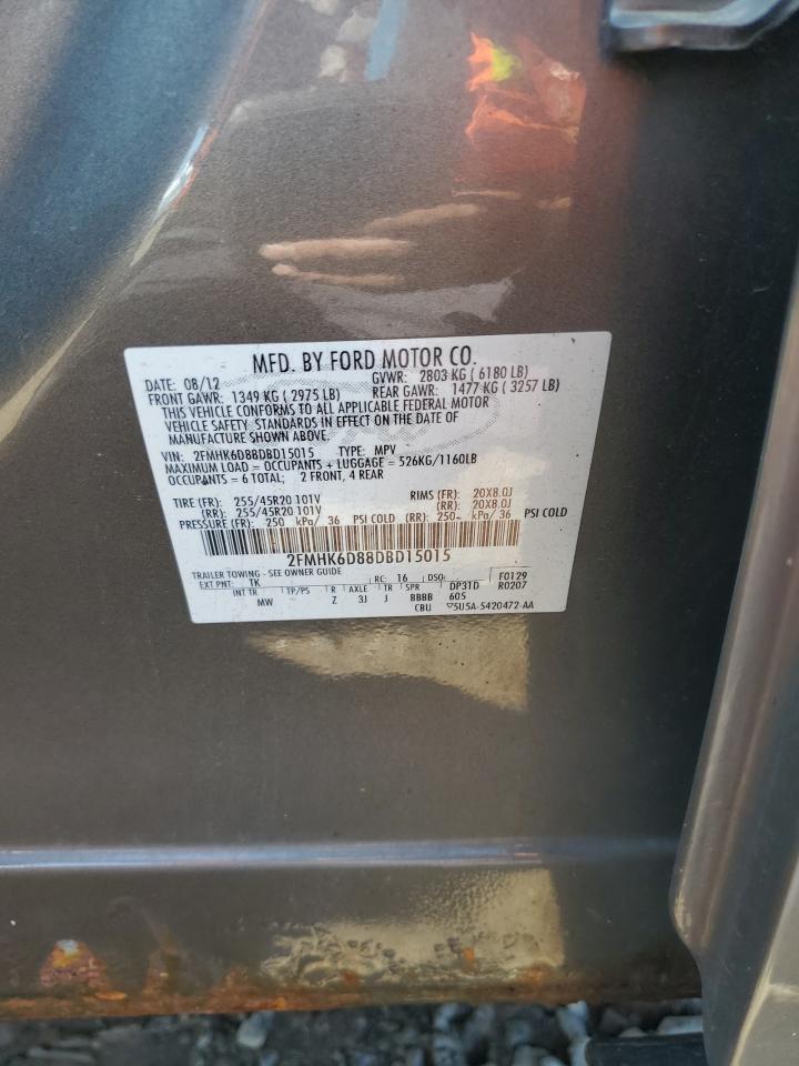 2013 Ford Flex Limited VIN: 2FMHK6D88DBD15015 Lot: 61536205