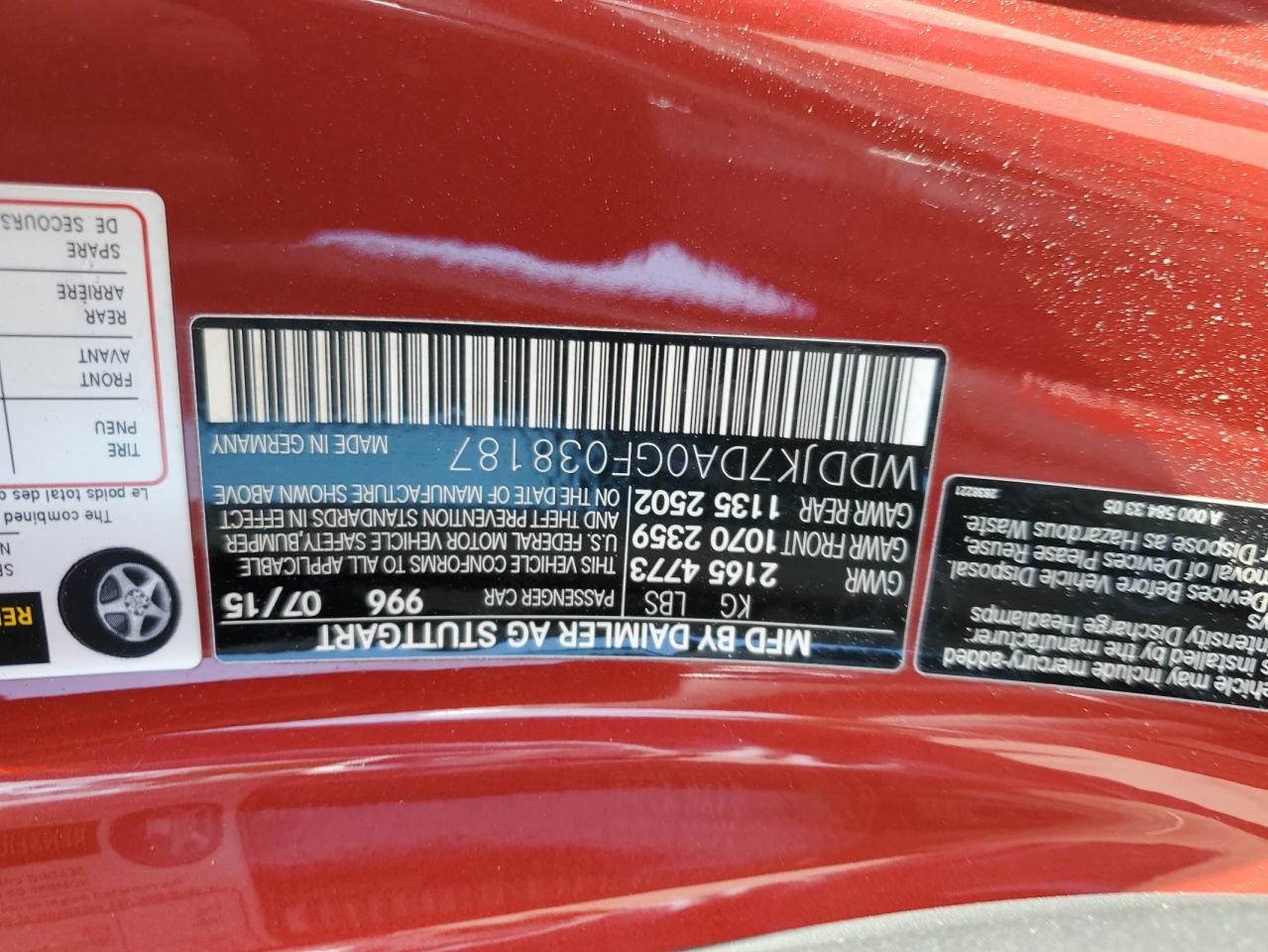 2016 Mercedes-Benz Sl 550 VIN: WDDJK7DA0GF038187 Lot: 62702955