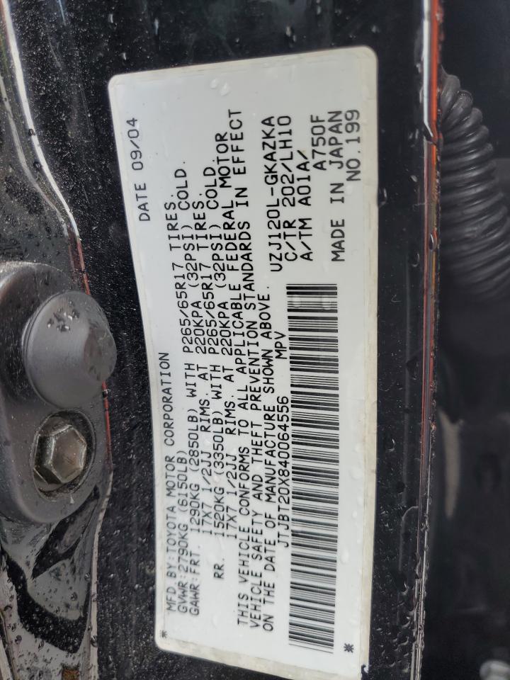 2004 Lexus Gx 470 VIN: JTJBT20X840064556 Lot: 60730785