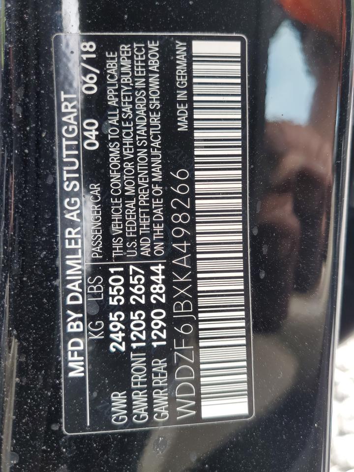 2019 Mercedes-Benz E 450 4Matic VIN: WDDZF6JBXKA498266 Lot: 60330165