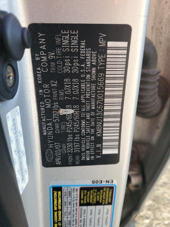 2007 Hyundai Veracruz Gls VIN: KM8NU13C67U015669 Lot: 62929115