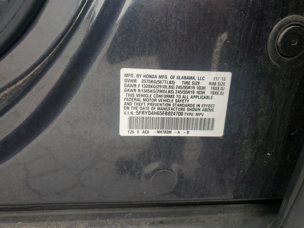 2014 Acura Mdx Technology VIN: 5FRYD4H65EB024700 Lot: 62021315