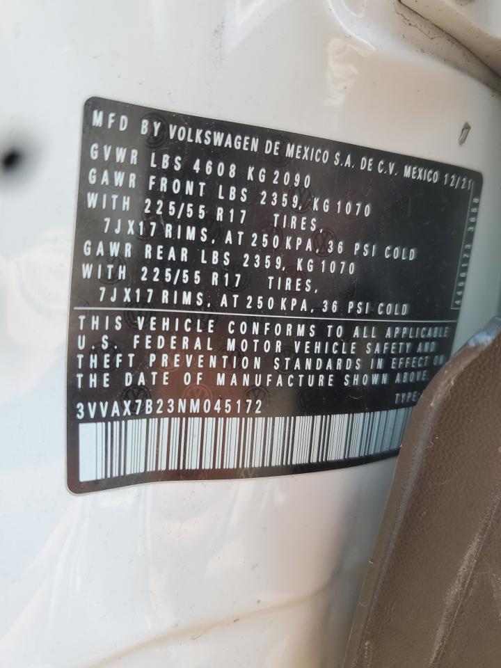 2022 Volkswagen Taos S VIN: 3VVAX7B23NM045172 Lot: 59787535