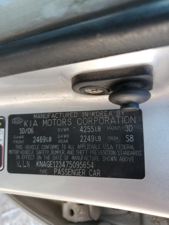 2007 Kia Optima Lx VIN: KNAGE123475095654 Lot: 60217025