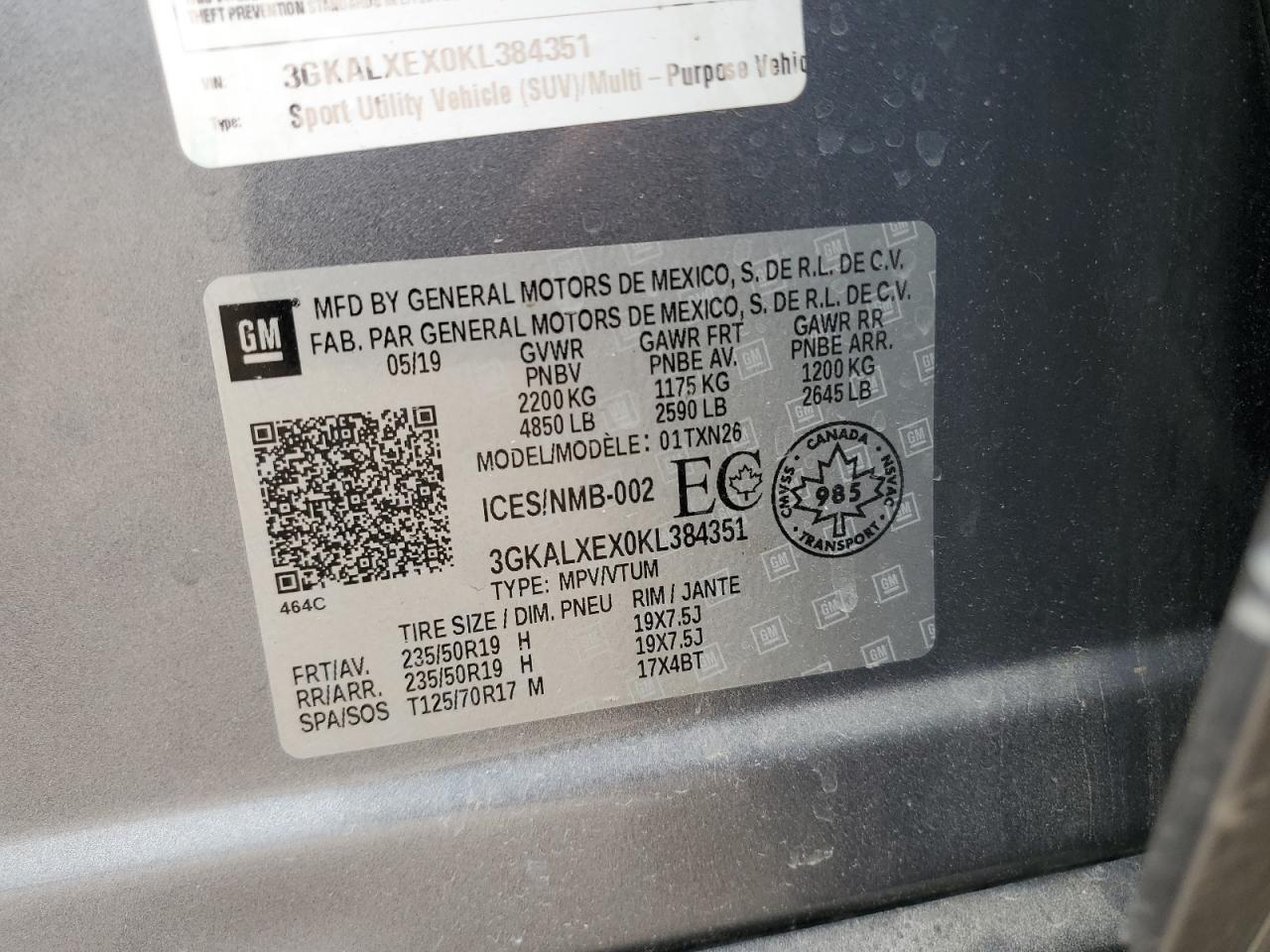 2019 GMC Terrain Denali VIN: 3GKALXEX0KL384351 Lot: 62262105