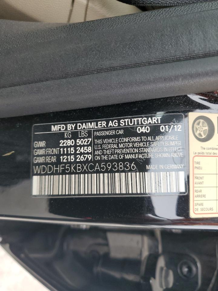 2012 Mercedes-Benz E 350 VIN: WDDHF5KBXCA593836 Lot: 60880155