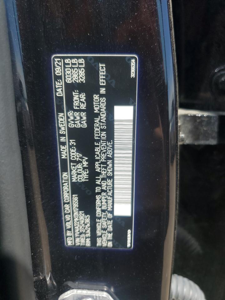2022 Volvo Xc90 T6 Momentum VIN: YV4A221K0N1795561 Lot: 61743175