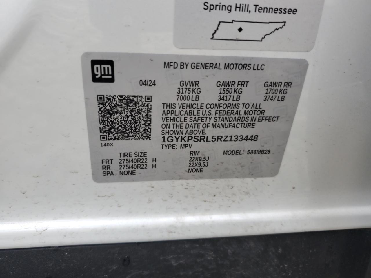 2024 Cadillac Lyriq Luxury VIN: 1GYKPSRL5RZ133448 Lot: 61388835